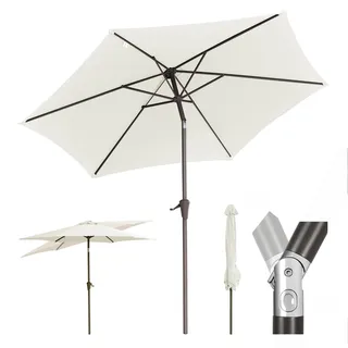 Sekey Sonnenschirm 270cm mit UV50+ Schutz, Wasserabweisend Gartenschirm mit Kurbelbedienung – Ideal für Garten, Balkon & Terrasse