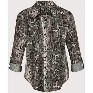 Hemdbluse MADELEINE "Bluse Lange Hemdbluse mit Unikat-Print", Damen, Gr. 34, weiß (perlweiß, multicolor), Obermaterial: 100% Polyester PES., Modern, normal, Blusen Hemdbluse
