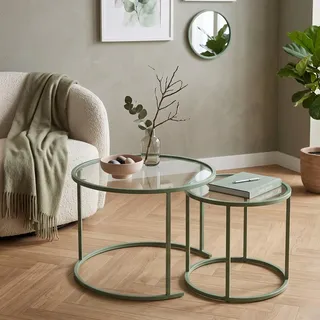 Skye Decor, Hochwertiges Nesting-Tischset (3 Teile) Mint, Sapphire Oak, 100% Metall - Grün