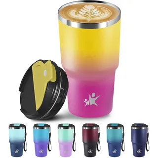 Kaffeebecher to go, 20oz Thermobecher aus Edelstahl, Isolierbecher, 6h Heiß und 8h Kalt, Kaffee to go Becher Thermo, Isolierbecher Auslaufsicher, Kaffee Thermobecher für Smoothies und Mehr
