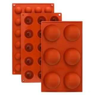 QWORK® 3 Stück Silikonformen Halbkugel - 6, 15 und 24 Löcher für Schokolade, Bonbons, Pudding