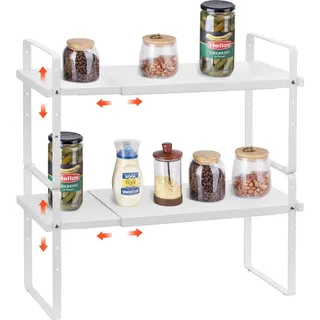 2-stufiges Gewürzregal Organizer - Schrank- und Thekenregal - Lagerregal in Weiß - Weiß