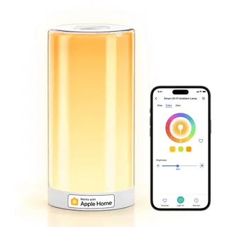 meross Smart LED Tischlampe, Nachttischlampe Touch Dimmbar Funktioniert mit Apple HomeKit, Alexa, Google Home, Dimmbar RGBCW, 2700-6500k, Touch Nachtlampe für Schlafzimmer Wohnzimmer