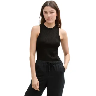 Tom Tailor Coated Rib ärmelloses T-shirt - Deep Black - M