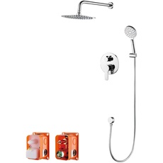 GRIFEMA PORTO-G17103 | Duschsystem Unterputz mit Einhebelmischer, Brauseschlauch, Handbrause mit 3 Strahlarten, Brausehalter, Duscharm | Regendusche, G1/2'' Anschlüsse, Chrom