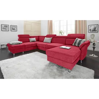 sit&more Wohnlandschaft wahlweise mit Bettfunktion und Stauraum, inklusive Kopfteilverstellung, rot,