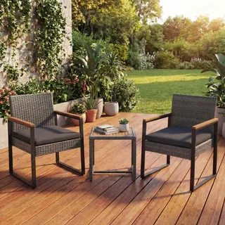 Mendler Poly-Rattan Garnitur 2-tlg. Grau