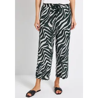 Stoffhose STREET ONE "Style Emee", Damen, Gr. 34, Länge 26, grün (pine grove grün), Web, Obermaterial: 100% Viskose, bedruckt, 7/8-Länge, Hosen Stoffhose, Sommerhose mit elastischem Bund und Tunnelzug, mit grafischem Muster