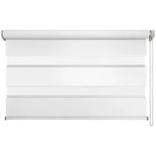 Doppelrollo , Weiß, Transparent , Textil , Streifen , 140x160 cm , Länge universell einstellbar , Heimtextilien, Vorhänge, Rollos, Doppelrollos