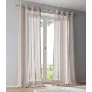 Vorhang KUTTI "Vinola" Gr. 2, beige (beige, creme), B:130cm H:175cm, Wirkware, Polyester, Gardinen, Vorhang, Ösengardine modern Netzstruktur Glanz