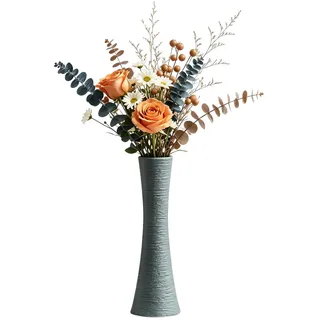 20cm kleine keramische Vase schmal Hals dekorative Blumenvase konische Vase für Zuhause Hochzeitstisch Schlafzimmer Wohnzimmer Schreibtisch (grau)