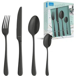 AMEFA AUSTIN Besteck Set 4 Personen (schwarz) | 16-teilig | Besteck Set schwarz aus rostfreiem Edelstahl 18/0 | PVD-veredelt | schwarzes Besteck mit außergewöhnlichem Look