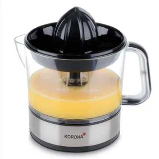 Korona 27020 Zitruspresse | 40 Watt | 0,7 L Kapazität | 2 Presskegelgrößen | Staubschutzdeckel | Rechts- und Linkslauf, Edelstahl/Schwarz