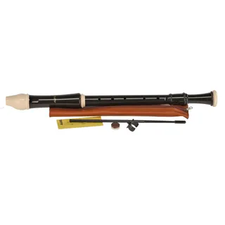 AULOS C-Tenor Blockflöte Robin 211A - dunkelbraun / elfenbeinfarbig - barocke Griffweise, mit Doppellöcher - mit Tasche, Wischerstab, Fettdose, Grifftabelle - abnehmbare Daumenstütze - 3-teilig