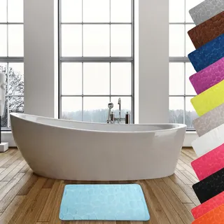 MSV – Mikrofaser-Badematte „Pebble“ – Erhöhte Sicherheit – rutschfeste Unterseite – Für Badezimmer – Zielgruppe: Kinder und Senioren – 40 x 60 cm – Hellblau