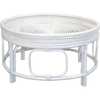 Couchtisch, weiß (weiß, weiß, weiß), B:75cm H:41cm T:75cm, HOFMANN LIVING AND MORE, Tische, Couchtisch, Rattan-Couchtisch mit oder ohne Glasplatte lieferbar