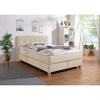 Home affaire Boxspringbett »Fargo«, inkl. Topper, in 3 Matratzenarten, in Samt- oder Strukturstoff Home affaire beige