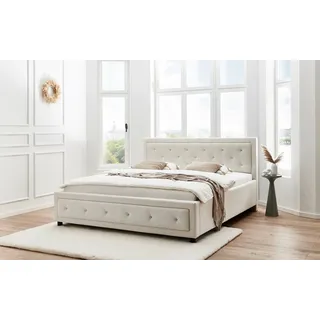 Atlantic Home Collection Polsterbett »Krista mit Acrylsteinverzierung in Kopf- und Fußteil« erhältlich in den Breiten 160cm & 180cm, weiß