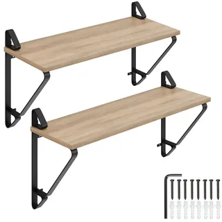 tectake Wandregal 2er Set Irvine,60 x 20 x 33,5 cm, Industrial Holz hell, Eiche Sonoma , Holzwerkstoff , Quadratisch , 20x33.5x60 cm , Wohnzimmer, Regale, Wandregale