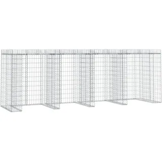 vidaXL Gabionen-Mülltonnenbox 350x91x120 cm Verzinktes Eisen - Silber
