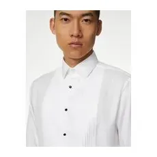 Mens M&S SARTORIAL Robe chemise coupe standard 100% coton à poignets mousquetaires - White, White - 18.5L