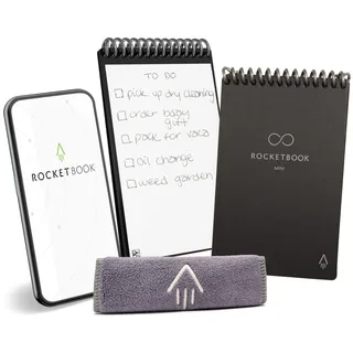 Rocketbook Notizbuch Mini 8,9 x 14 cm Schwarz liniert