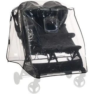 hauck Universal Regenschutz für Geschwisterwagen 51 x 72 x 88 cm mit Reflektierender Umrandung, Kontakt & Belüftungs Fenster, Einfache Klettverschluss Befestigung am Kinderwagen (Transparent)