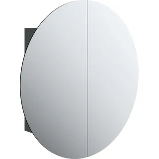 vidaXL Badezimmerschrank mit Rundem Spiegel & LED Schwarz 54x54x17,5cm - Schwarz