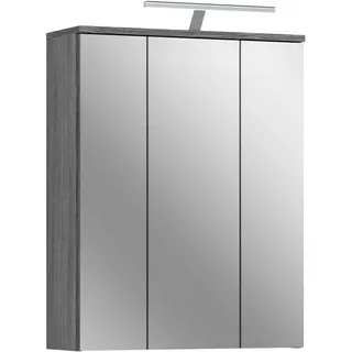 WELLTIME »LUCCA, TOPSELLER, Breite 60cm, inkl. LED Beleuchtung, 3 Spiegeltüren« Set, 2 Stk. tlg. Badmöbel, Badschrank, Schrank, Wandschrank, Bad, Badezimmer,