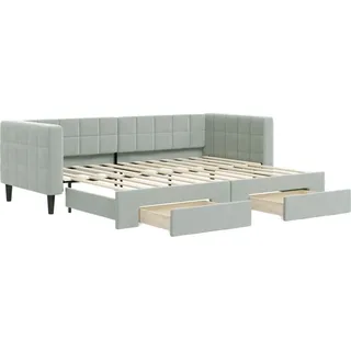 vidaXL Tagesbett Ausziehbar mit Schubladen Hellgrau 80x200 cm Samt - Grau