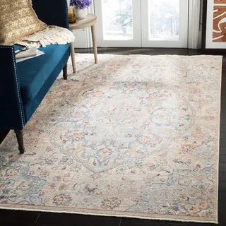 SAFAVIEH Traditionell Teppich für Wohnzimmer, Esszimmer, Schlafzimmer - Illusion Collection, Kurzer Flor, Hellblau und Creme, 122 X 183 cm