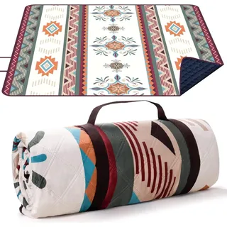 Picknickdecke Boho 200x200cm Stranddecke Sandfrei Grün - Grün