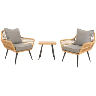 MCW N34 Lounge-Garnitur Rattan dunkelgrau/silber