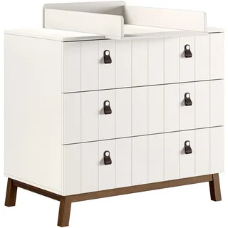 Vipack "Sezane mit Front in Rillen-Optik, Griffschlaufen und Wickelaufsatz", bis 11 kg MDF, Clay farben lackiert, braune Griffschlaufe, Sockel nussbaumfarbig 98,5 cm, clay, kiefer nussbaum, clay (warmes grau)),