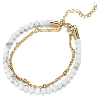 FIRETTI "Schmuck Geschenk KörperSchmuck", mit Türkis, Achat oder Dumortierit, gelbgoldfarben, weiß, weiß),