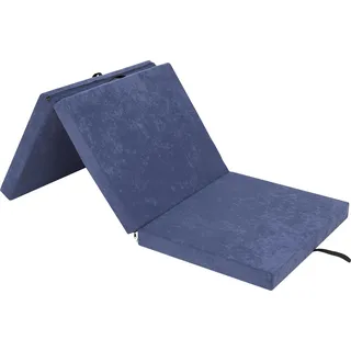 HobbyGarden Klappmatratze Ben – 195×80×8 cm, dunkelbraun, faltbar, Gästebett & Gymnastikmatte, Aloba Bezug, pflegeleicht & mobil - Blau
