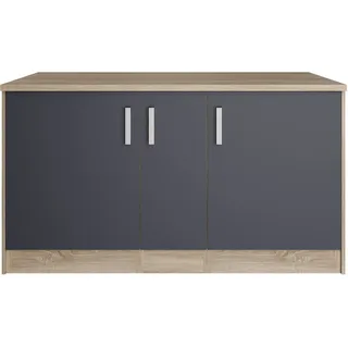 kochstation Kücheninsel »KS-Toronto«, Breite 153 cm, MDF-Fronten, Flaschenregal, grau