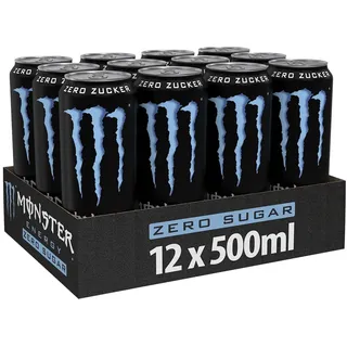 MONSTER ENERGY Zero Sugar 12x500 ml, Einweg-Dose, mit klassischem Energy-Geschmack und Zero Zucker