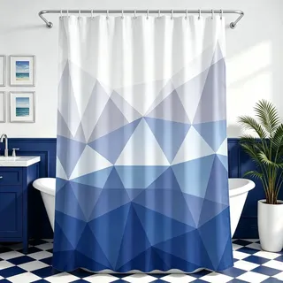 Lerores Duschvorhang 200x200 cm Geometrischer Verlauf,Beschwerter Saum Antischimmel,Wasserabweisend, Waschbar Polyester Badevorhänge mit 12 Ösen und Duschvorhangringe für Badezimmer,Badewanne