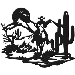 SUPERDANT Metall-Wandkunst, Western-Cowboy, Wüstenkunst, rustikale Natur-Wanddekoration, Heimdekoration, Schlafzimmer, Büro