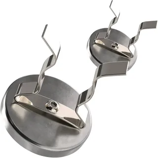 Master Magnetics RB50NPCX2 Keramik-Magnet mit Federklemme, rund, 5,2 cm Durchmesser, 5,6 cm Gesamthöhe, vernickelt, 2 Stück, Silber