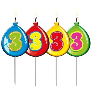 Folat 4 Zahlenkerzen * Zahl 3 * ┃ Ballon Design ┃ 3. Geburtstag ┃ Kindergebu