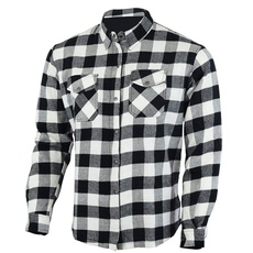 Bikers Gear Australia Kevlar gefüttertes Motorrad Cruiser Flanellhemd mit CE1621-1 Abnehmbare Rüstung, Schwarz/Weiß, 64 (Herstellung größe: 2XL)