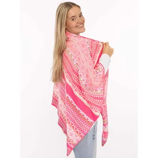 Dreieckstuch ZWILLINGSHERZ "Maralda", Damen, pink, Strick, Materialmix, Modetücher Dreieckstuch, farbenfrohes Muster, wärmend, Strick