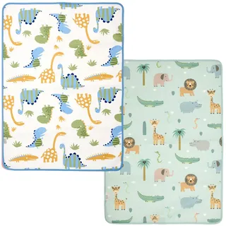 PERLETTI Baby Wickelauflage 50X70 Wasserfest Waschbar - Kleinkinder Neugeborene Wickeluntelage Wiederverwendbar Abwaschbar - Inkontinenzunterlage Bettunterlage Tragbar Changing Mat (Blau + Grün)