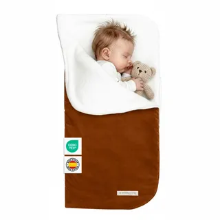 MIMUSELINA Einschlagdecke Babyschale Winter Universal | 2-in-1 Fußsack (92x46 cm) & Decke (92x92 cm) | Weiche Baumwolle für Babyschale, Kinderwagen & Babybett (Espresso)