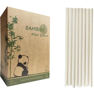 Bubble Tea Strohhalme 230mm*10mm, 180 Stück Bambus Faser Boba Strohhalme Einweg Jumbo Smoothie Strohhalmes für Heißes und Kaltes Trinken
