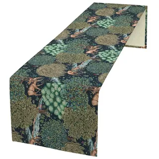 William Morris Tischläufer mit originellem Design, Vintage-Blumen, Tischläufer für Esstisch, 33 x 91 cm, Grün