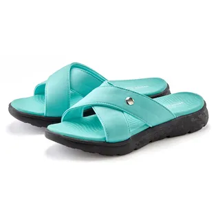 Badepantolette VENICE BEACH "Sandale, Badeschuh, Sommerschuhe, Badelatsche, Flip Flop, Badeschlappe", Damen, Gr. 43, blau (türkis), Obermaterial: 100% Textilmaterial. Decksohle: 100% Synthetik. Futter: 100% Textilmaterial. Laufsohle: 100% Synthetik, gemustert, mehrfarbig, Schuhe Badepantolette, mit wasserabweisender und leichter Sohle VEGAN