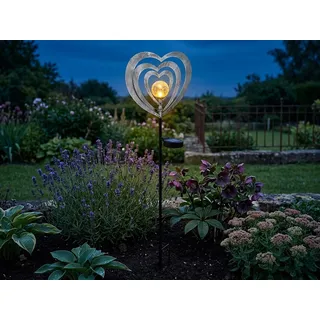 LED Solarleuchte Herz Silber, Höhe 82cm - Silber